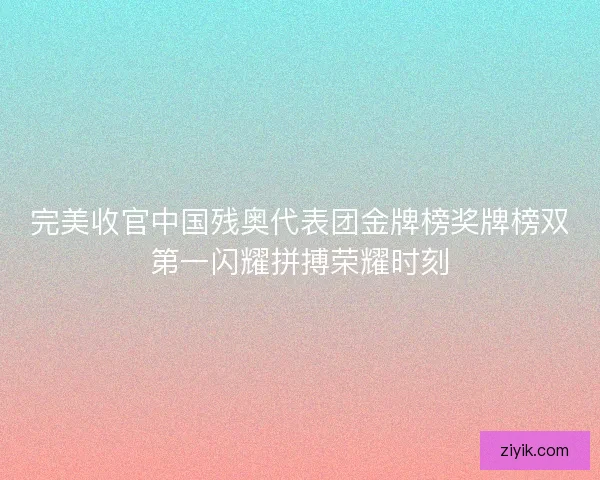 完美收官中国残奥代表团金牌榜奖牌榜双第一闪耀拼搏荣耀时刻
