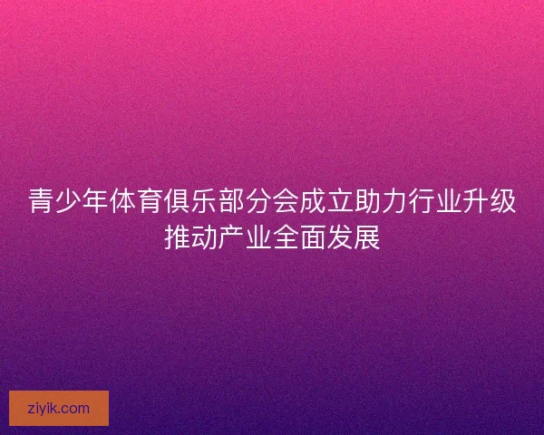 青少年体育俱乐部分会成立助力行业升级推动产业全面发展
