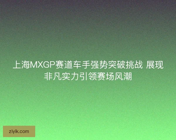 上海MXGP赛道车手强势突破挑战 展现非凡实力引领赛场风潮
