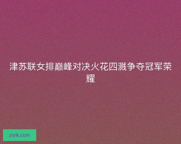 津苏联女排巅峰对决火花四溅争夺冠军荣耀